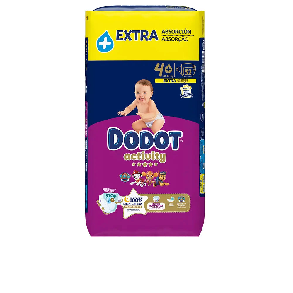 Fraldas DODOT ACTIVITY EXTRA tamanho 4 para 10-15 kg, 52 unidades