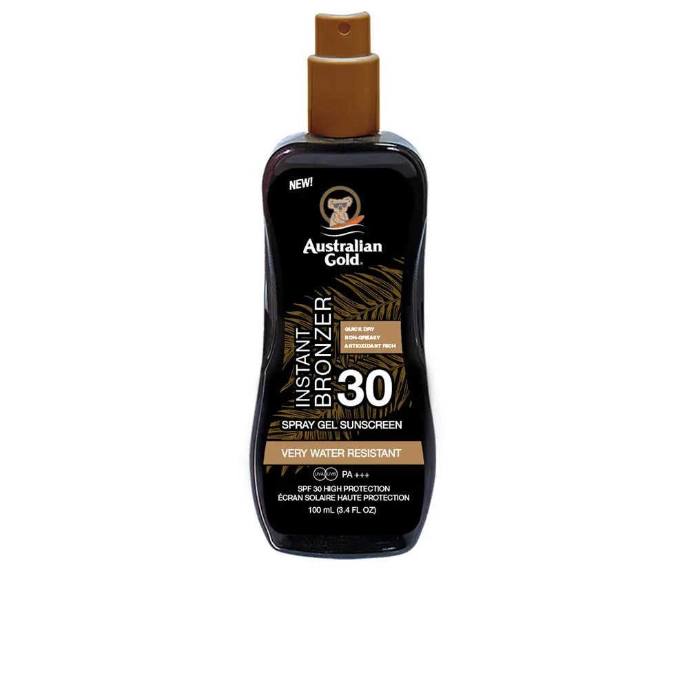 AUSTRALIAN GOLD-PROTETOR SOLAR FPS30 gel spray com bronzeador instantâneo 100 ml-DrShampoo - Perfumaria e Cosmética