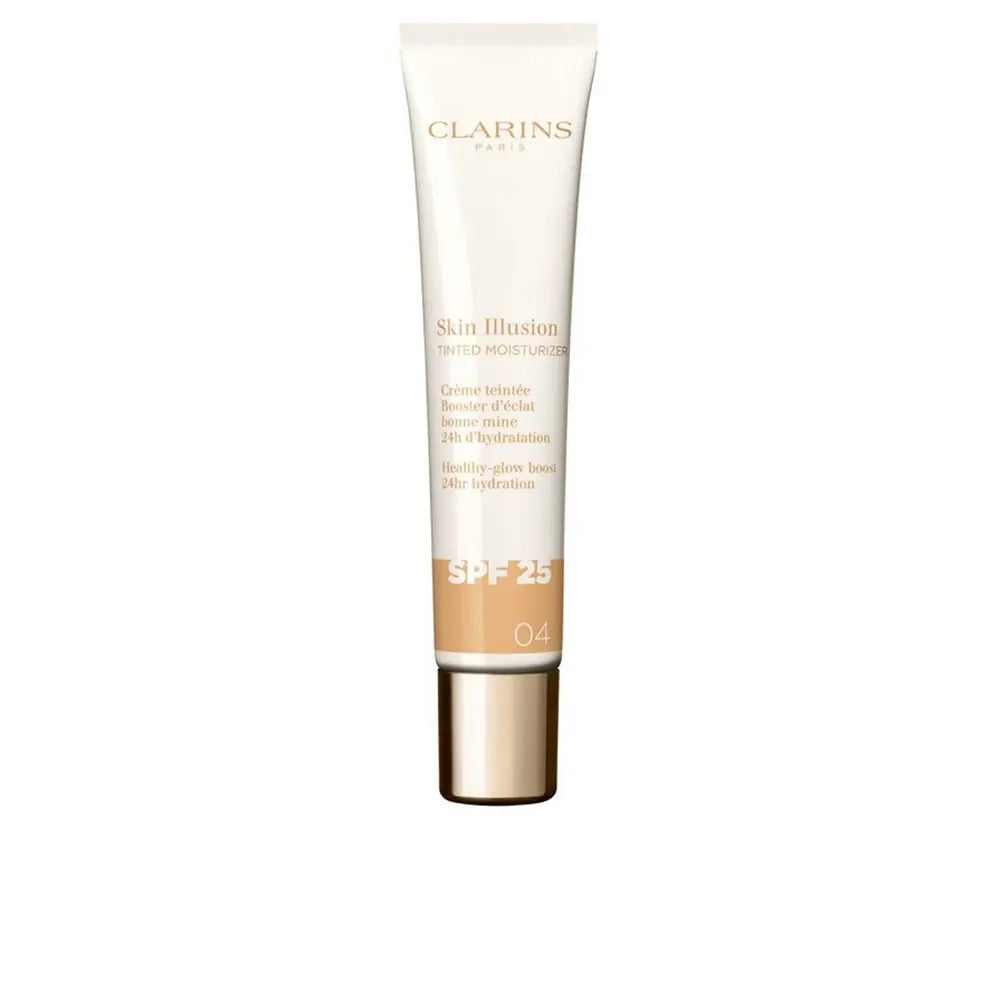 CLARINS-SKIN ILLUSION TINTED MOISTURIZER tratamento antienvelhecimento com cor e brilho FPS 25 #04 40 ml-DrShampoo - Perfumaria e Cosmética