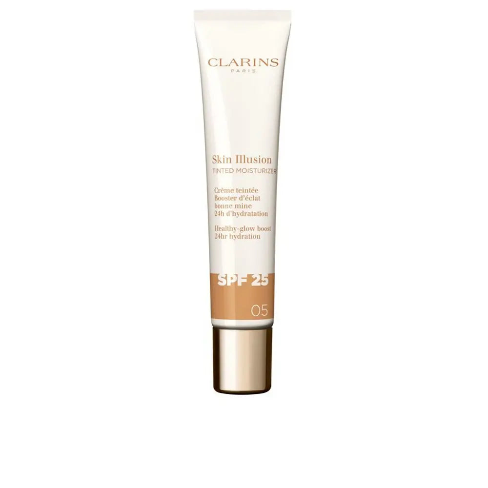 CLARINS-SKIN ILLUSION TINTED MOISTURIZER tratamento antienvelhecimento com cor e brilho FPS 25 #05 40 ml-DrShampoo - Perfumaria e Cosmética