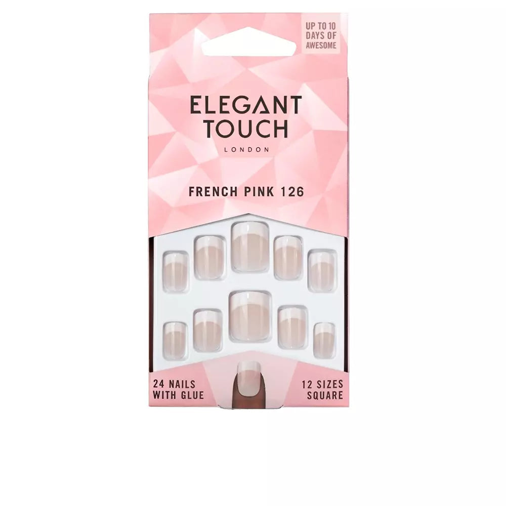 ELEGANT TOUCH-FRANCÊS rosa 24 unhas com cola quadrado 126 S-DrShampoo - Perfumaria e Cosmética