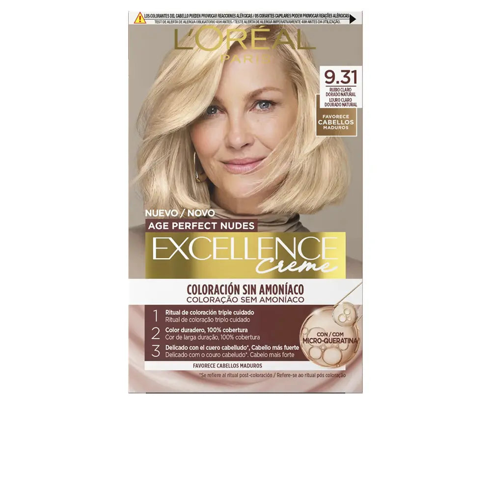 L'ORÉAL PARIS-EXCELLENCE CREME coloração capilar sem amônia com microqueratina #9.31 - Loiro Claro 1 unidade-DrShampoo - Perfumaria e Cosmética