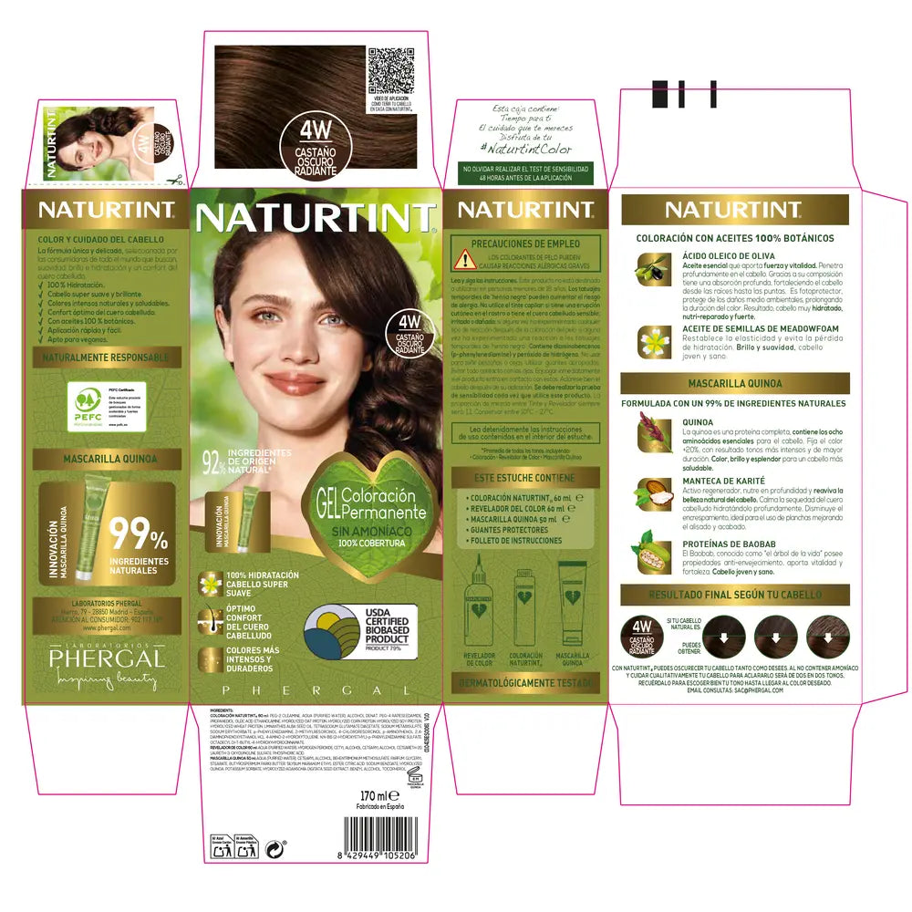 NATURTINT-Tintura NATURTINT sem amônia #4W-Castanho Escuro Radiante 170 ml-DrShampoo - Perfumaria e Cosmética
