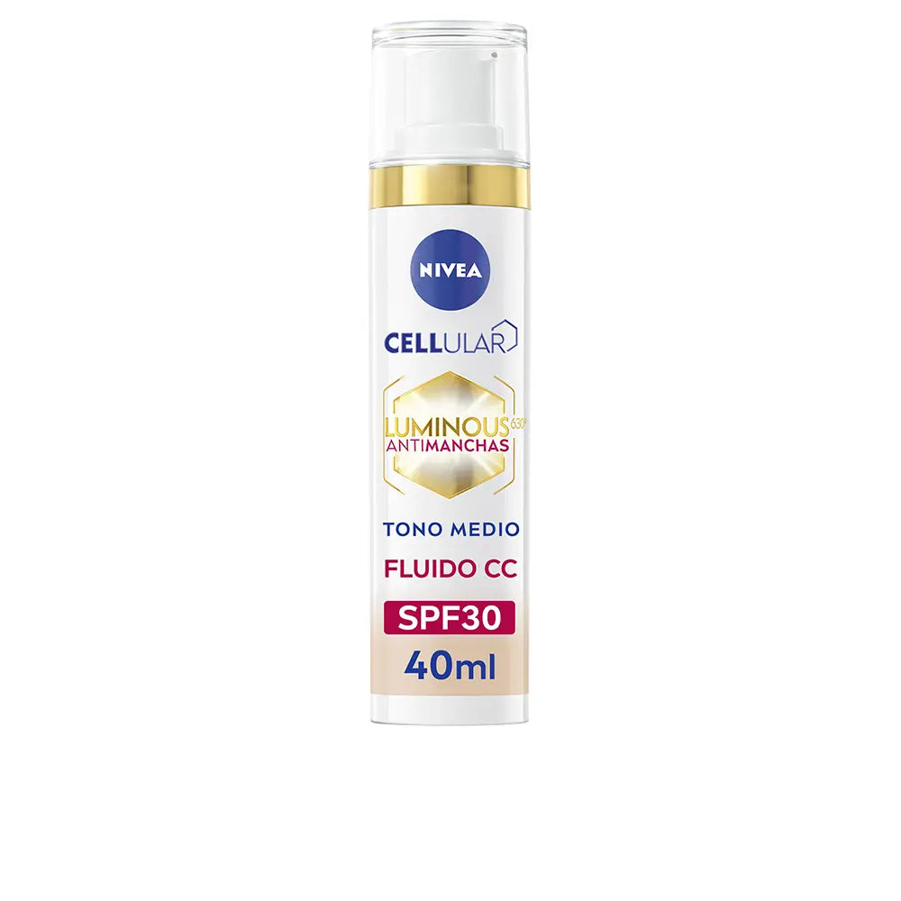 NIVEA-LUMINOSO 630º ANTI MANCHA CC fluido FPS30 #médio 40 ml-DrShampoo - Perfumaria e Cosmética