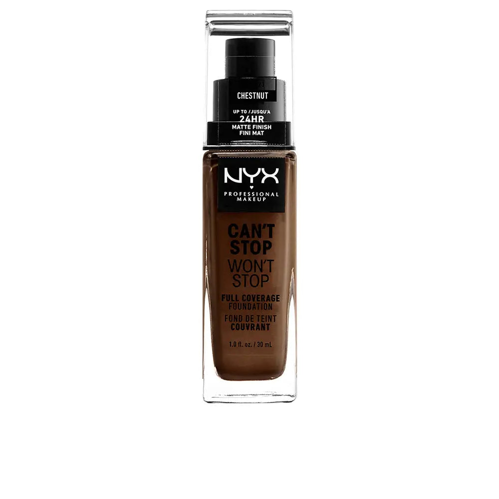 NYX PROFESSIONAL MAKE UP-CAN'T STOP WON'T STOP full coverage foundation #chestnut 30 ml-DrShampoo - Perfumaria e Cosmética