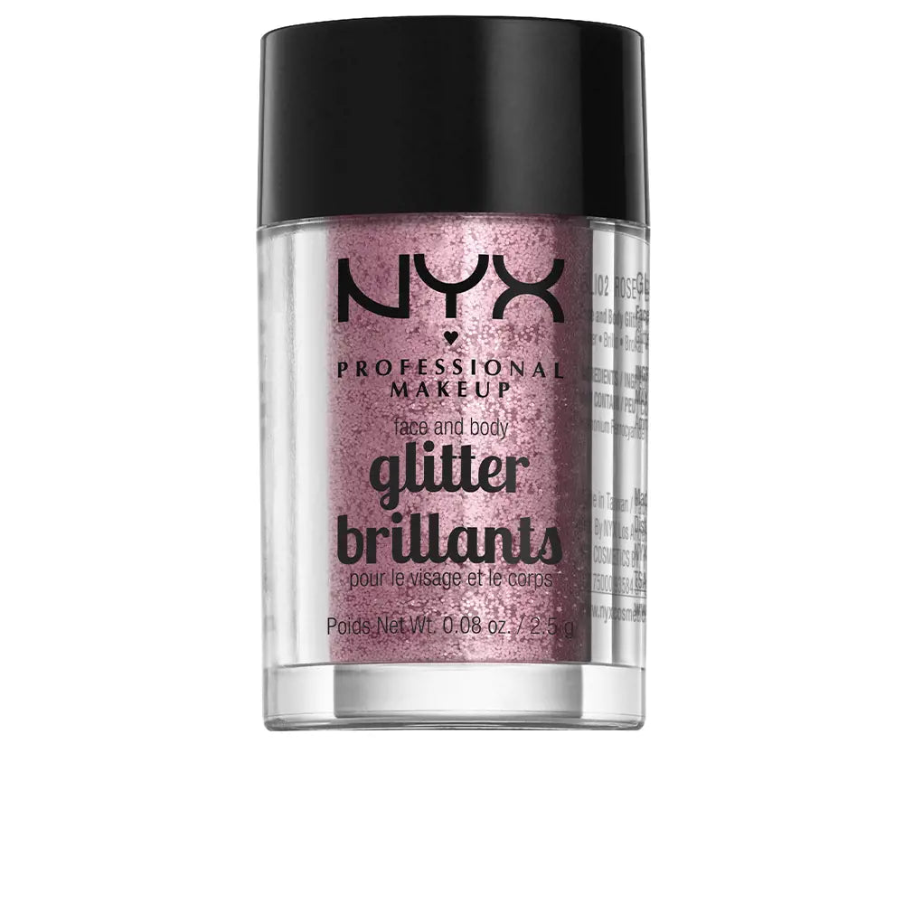 NYX PROFESSIONAL MAKE UP-GLITTER BRILLANTS rosto e corpo rosa 25 gr-DrShampoo - Perfumaria e Cosmética