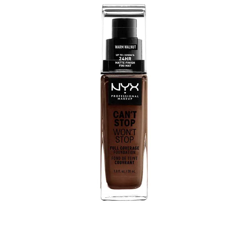 NYX PROFESSIONAL MAKE UP-NÃO CONSIGO PARAR, NÃO VOU PARAR base de cobertura total no tom nozes quentes 30 ml.-DrShampoo - Perfumaria e Cosmética