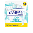 TAMPAX 100% ALGODÃO ORGÂNICO regular com aplicador 14 unidades.
