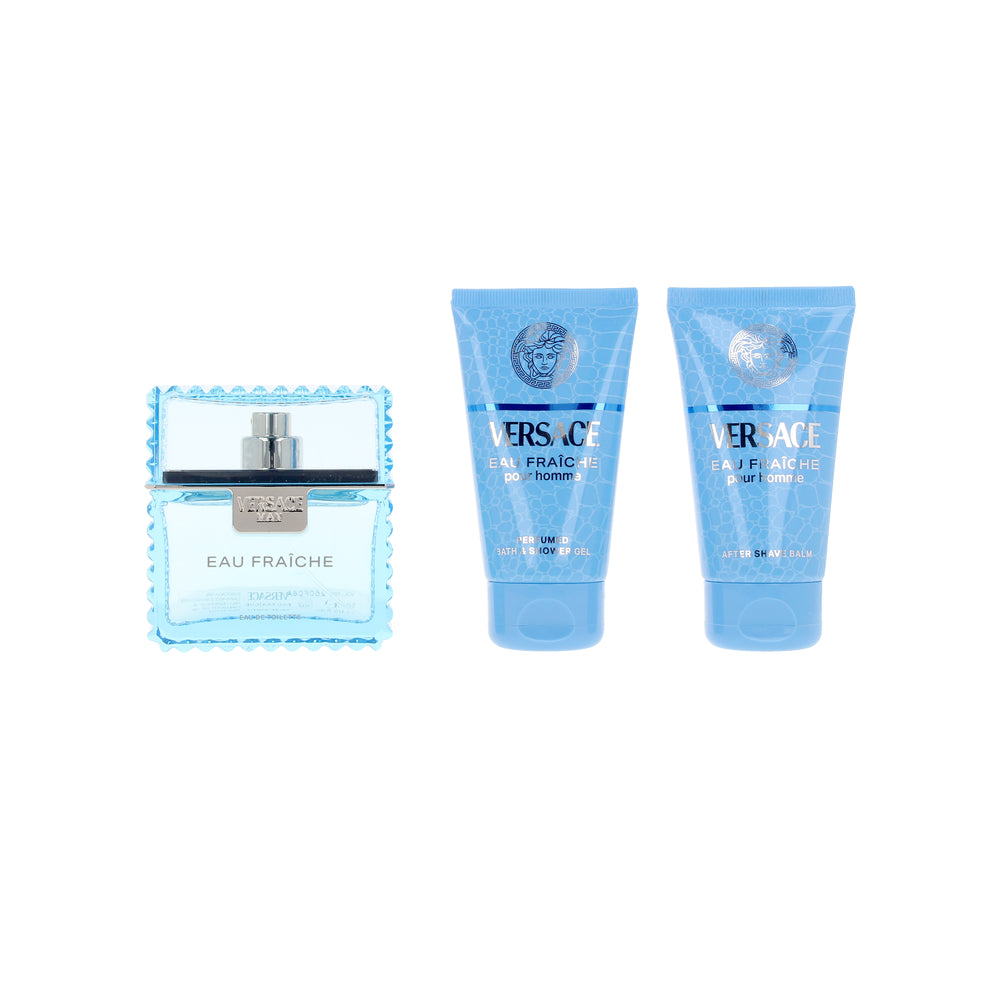 VERSACE-Conjunto de 3 peças EAU FRAICHE MAN.-DrShampoo - Perfumaria e Cosmética