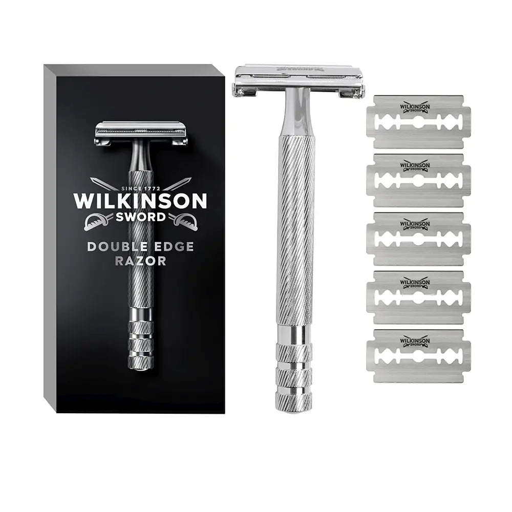 WILKINSON-Máquina de barbear de lâmina dupla + 6 lâminas de reposição (6 unidades)-DrShampoo - Perfumaria e Cosmética
