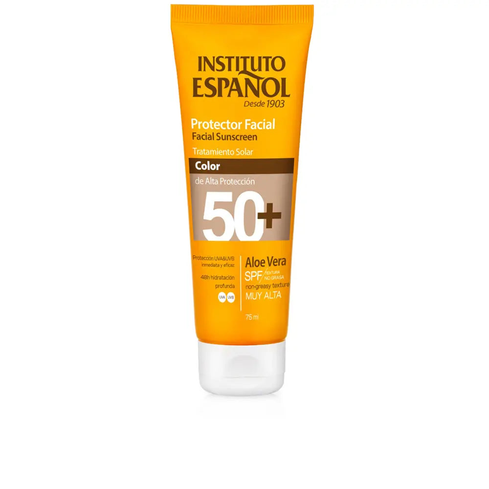 Protetor facial de aloe vera com cor FPS 50+ 75 ml