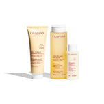 Kit de limpeza essencial para pele normal a seca, com 4 peças.
