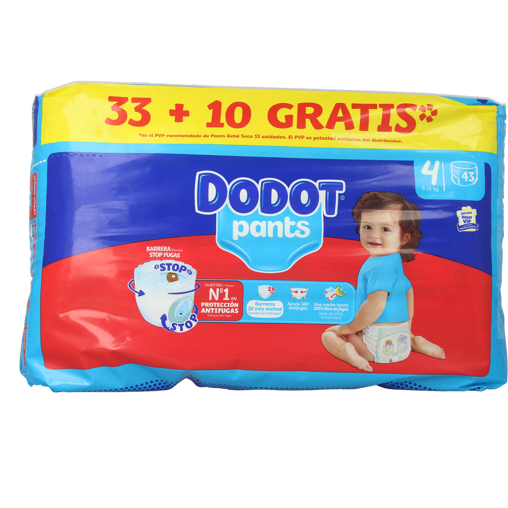 DODOT PANTS fralda-calça tamanho 4 9-15 kg 43 u
