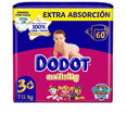 Fraldas DODOT ACTIVITY EXTRA tamanho 3 para bebês de 6 a 10 kg, pacote com 60 unidades.