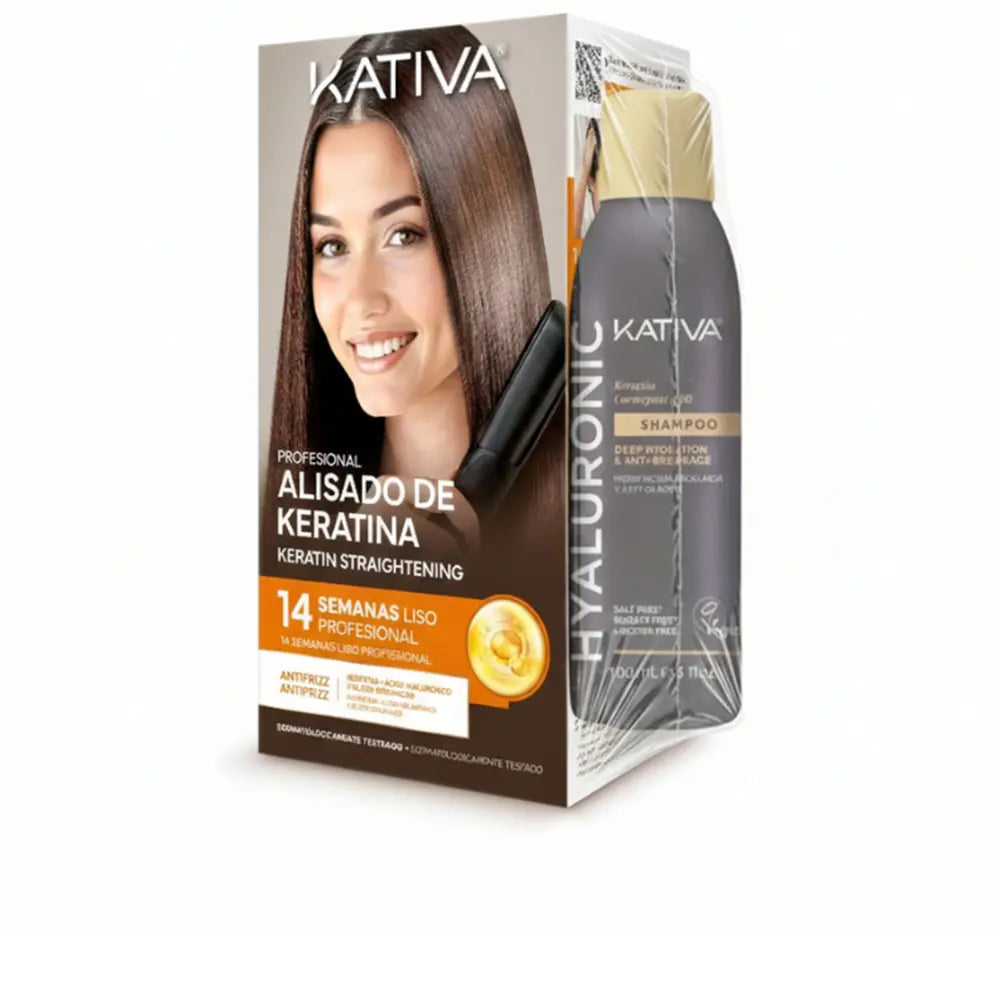 Kit de alisamento profissional com queratina KATIVA, 2 peças