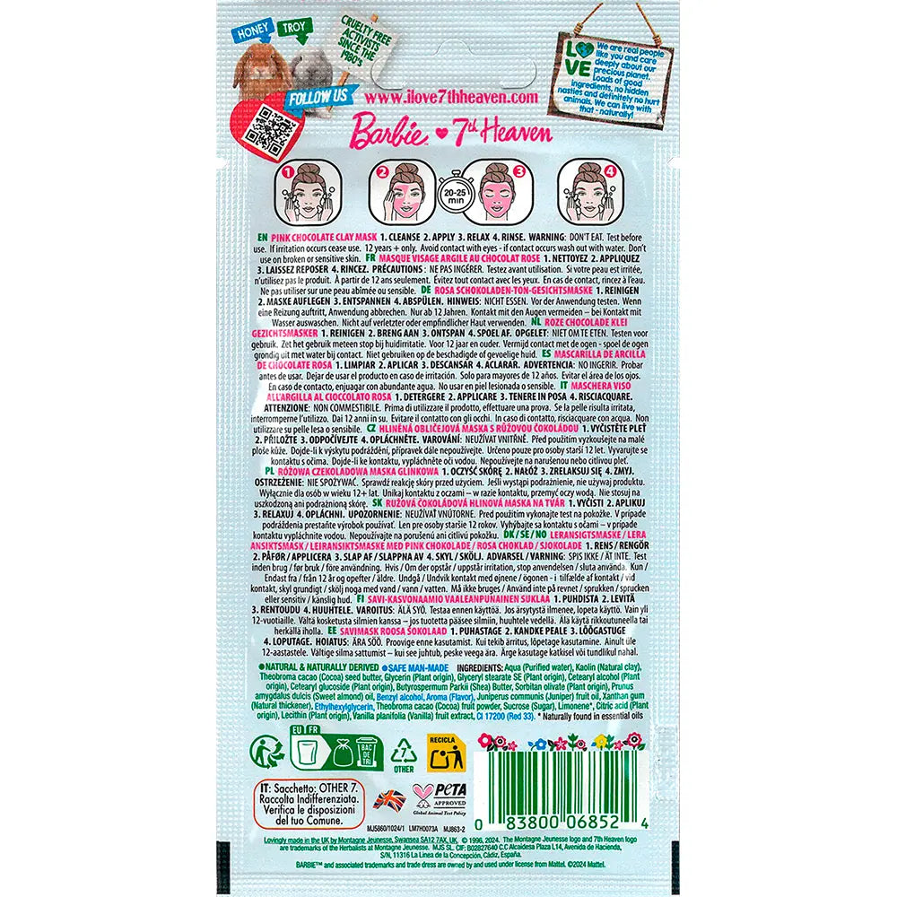 7TH HEAVEN-Máscara de argila de chocolate rosa BARBIE 10 ml-DrShampoo - Perfumaria e Cosmética