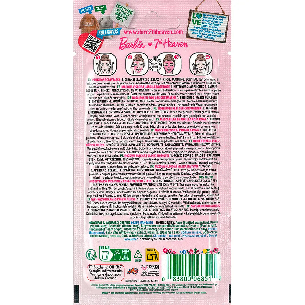 7TH HEAVEN-Máscara de argila rosa BARBIE 10 ml-DrShampoo - Perfumaria e Cosmética