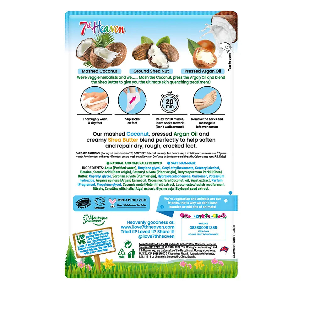7TH HEAVEN-Máscara para pés COCONUT 1ud-DrShampoo - Perfumaria e Cosmética