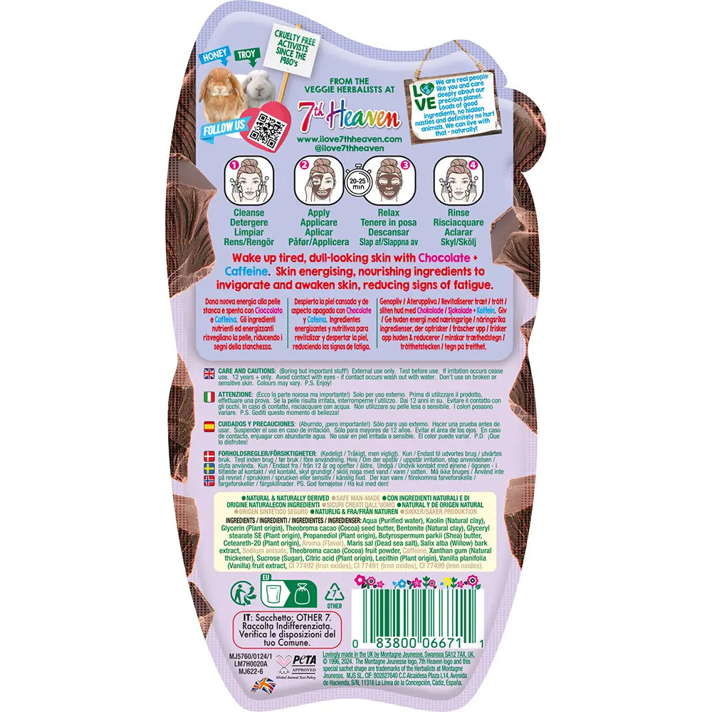 7TH HEAVEN-NUTRIR E ENERGIZAR máscara de lama de chocolate com cafeína 15 gr-DrShampoo - Perfumaria e Cosmética