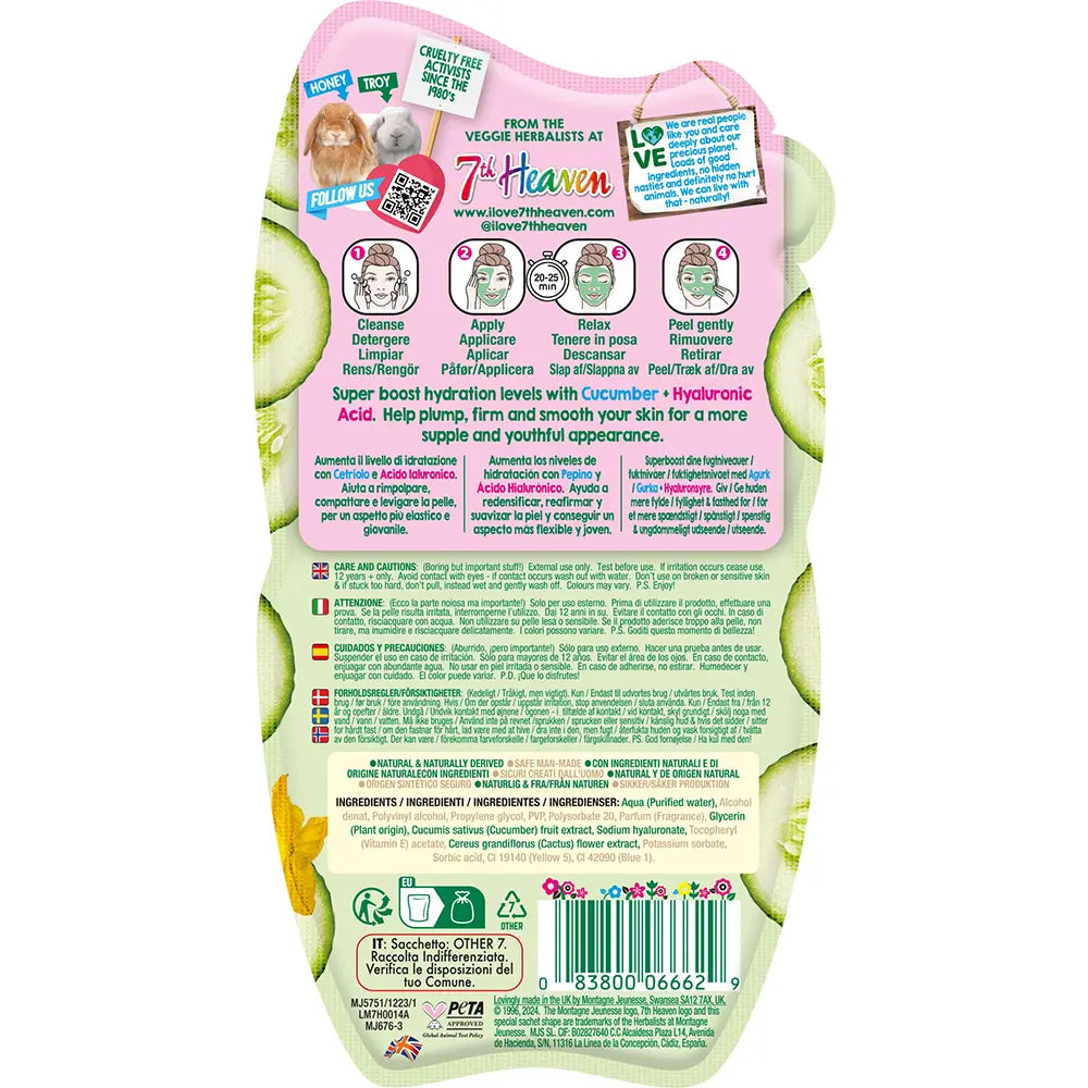 7TH HEAVEN-PEEL-OFF PLUMP E FIRME pepino com ácido hialurônico 10 ml-DrShampoo - Perfumaria e Cosmética