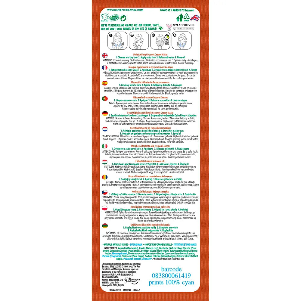 7TH HEAVEN-máscara hidratante FAB FACE FOOD COCONUT 8 ml-DrShampoo - Perfumaria e Cosmética