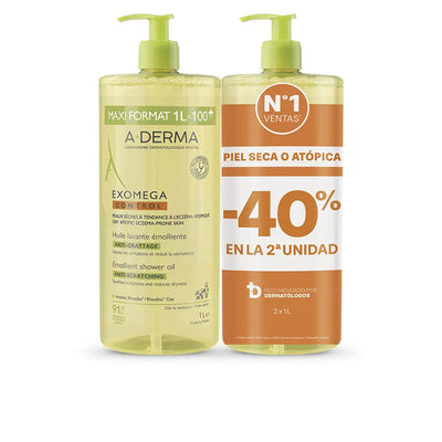 A-DERMA-EXOMEGA CONTROL óleo de banho emoliente pack 2 x 1000 ml-DrShampoo - Perfumaria e Cosmética