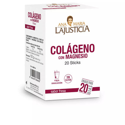 ANA MARÍA LAJUSTICIA-COLÁGENO COM MAGNÉSIO sabor morango 20 sticks-DrShampoo - Perfumaria e Cosmética