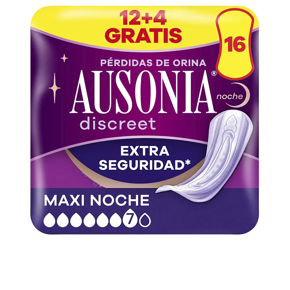 AUSONIA-Pensos de incontinência noite maxi DISCREET 16 un.-DrShampoo - Perfumaria e Cosmética