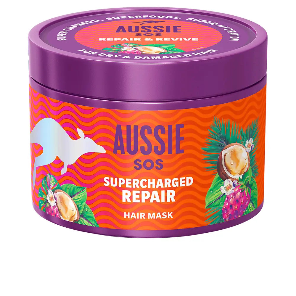 AUSSIE-MÁSCARA DE CABELO AUSSIE SOS SUPERCHARGED REPAIR 500 ml-DrShampoo - Perfumaria e Cosmética