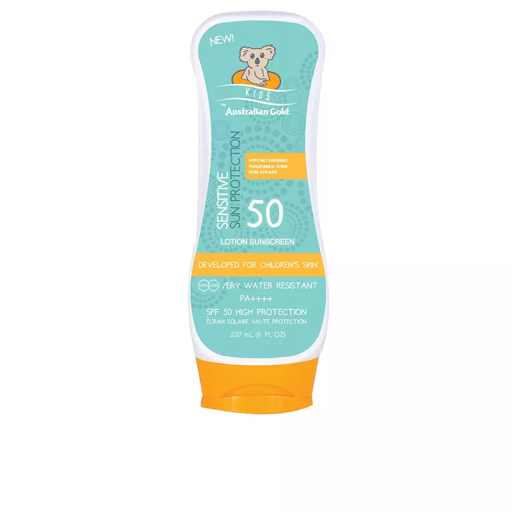 AUSTRALIAN GOLD-KIDS SENSITIVE loção de proteção solar SPF50 237 ml-DrShampoo - Perfumaria e Cosmética