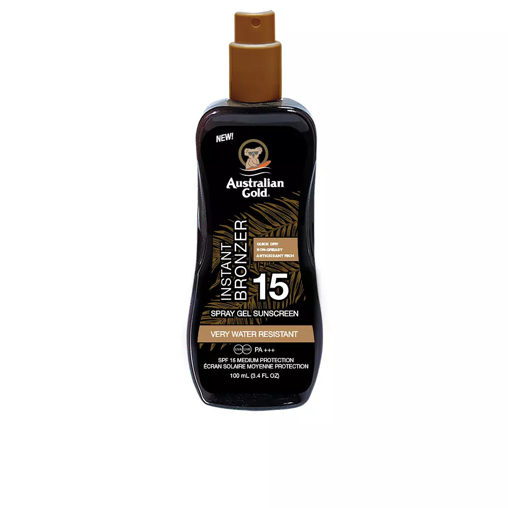 AUSTRALIAN GOLD-SUNSCREEN SPF15 gel spray com bronzer instantâneo 100 ml-DrShampoo - Perfumaria e Cosmética