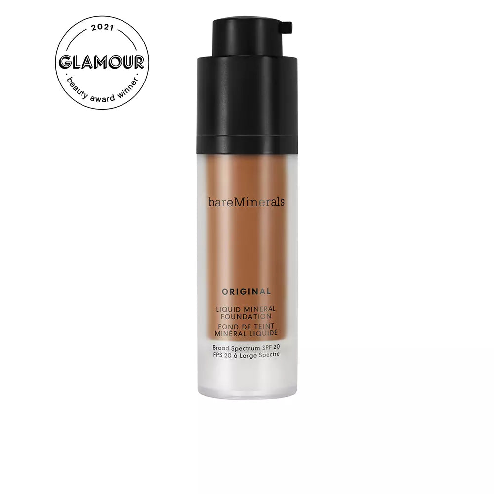 BARE MINERALS-BASE LIQUIDA ORIGINAL 25 DOURADO ESCURO 30 ML-DrShampoo - Perfumaria e Cosmética