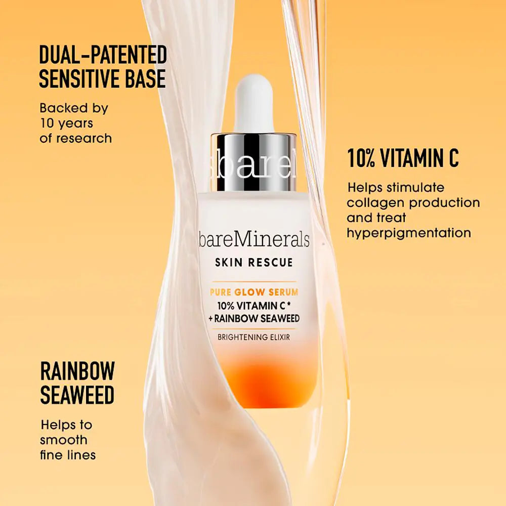 BARE MINERALS-SKIN RESCUE PURE GLOW SERUM soro iluminador 30 ml-DrShampoo - Perfumaria e Cosmética