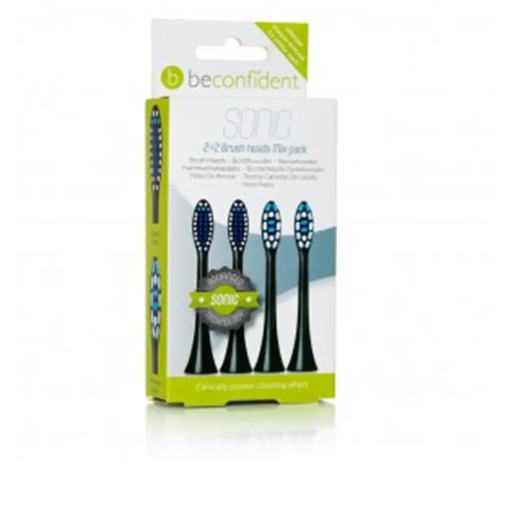 BECONFIDENT-SONIC Cabeças de escovas de dentes REGULAR/WHITENING BLACK SET 4 pz-DrShampoo - Perfumaria e Cosmética