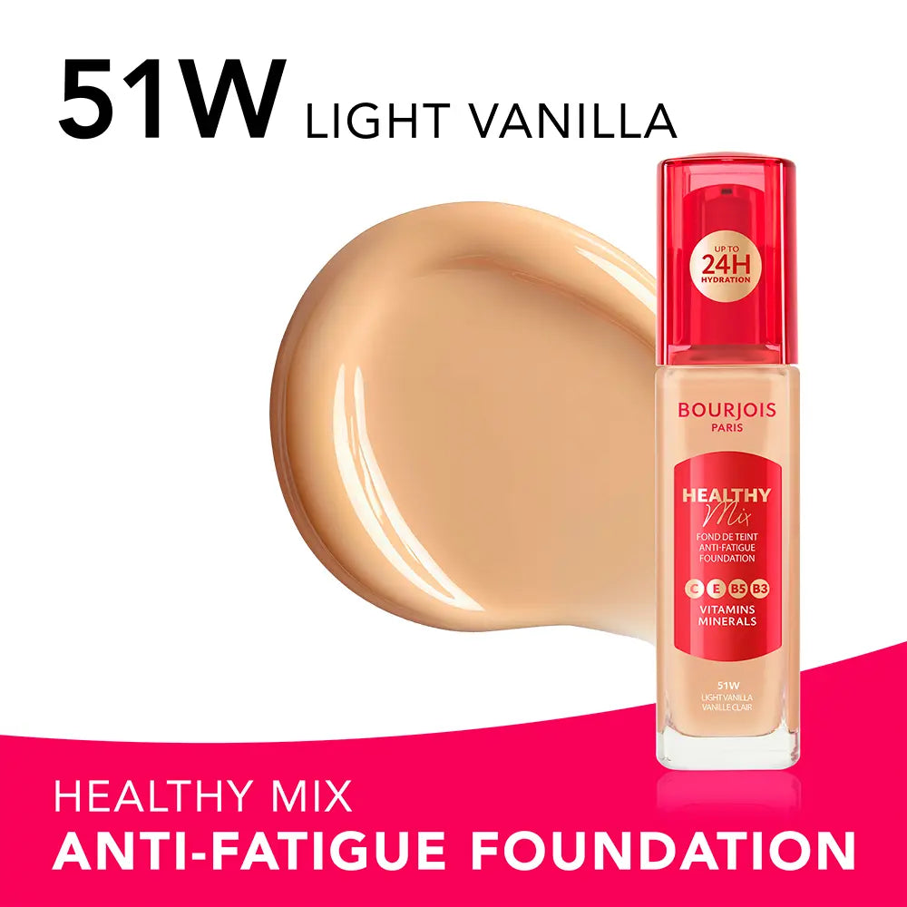 BOURJOIS-Base de maquiagem HEALTHY MIX nº 51W - Baunilha Clara 30 ml-DrShampoo - Perfumaria e Cosmética