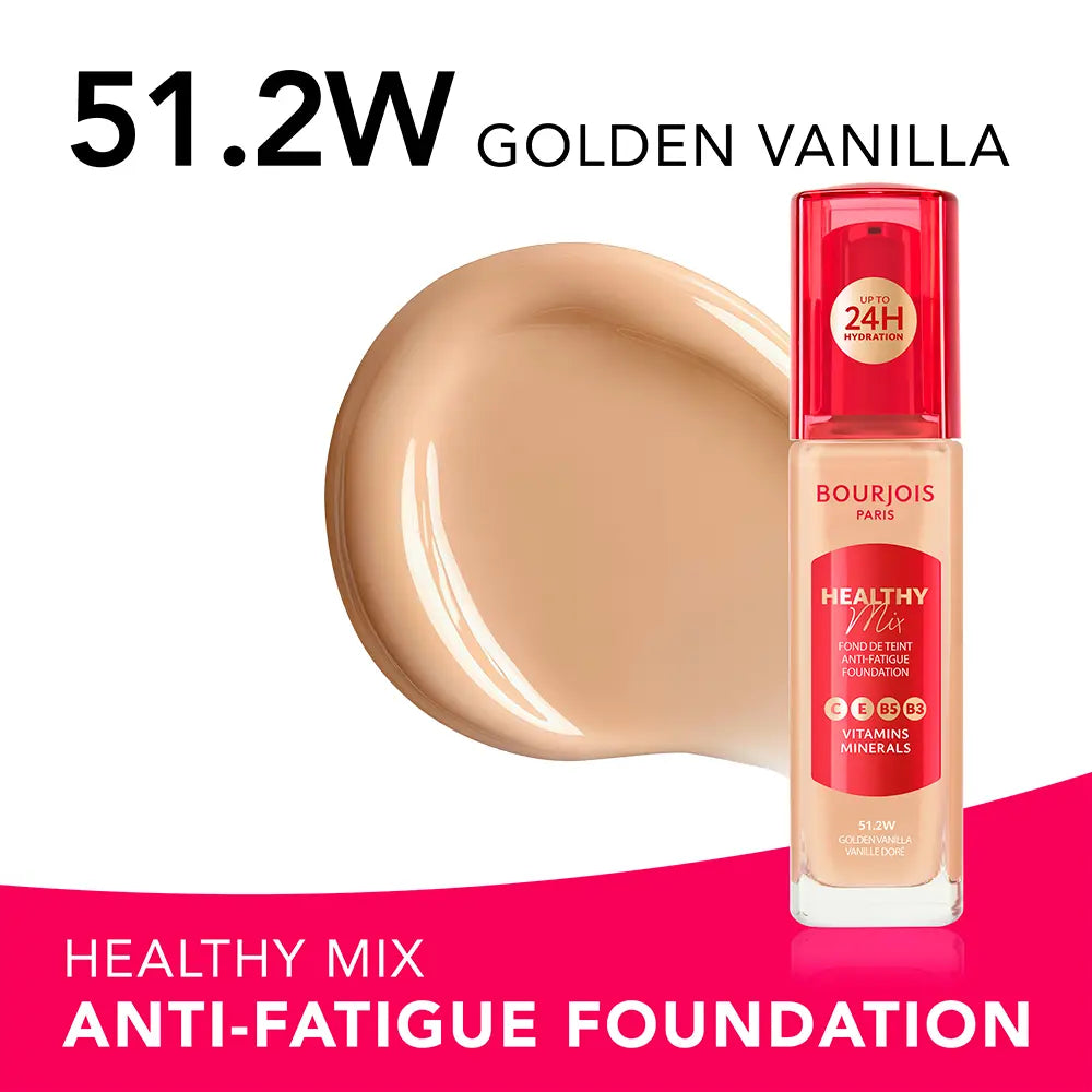 BOURJOIS-Base de maquiagem HEALTHY MIX nº 51.2W - Baunilha Dourada 30 ml-DrShampoo - Perfumaria e Cosmética