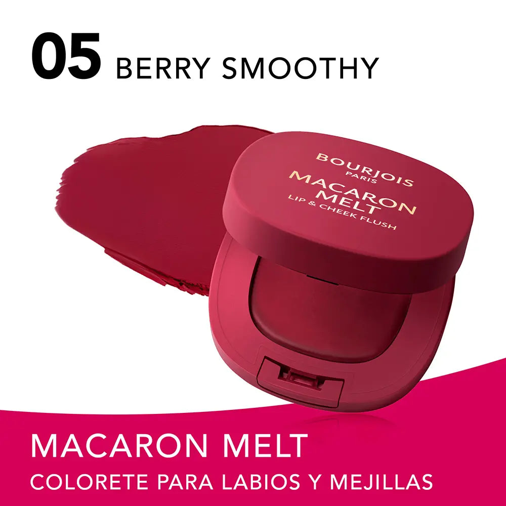 BOURJOIS-MACARON MELT blush para bochechas e lábios 5 Berry Smoothy 8 g.-DrShampoo - Perfumaria e Cosmética