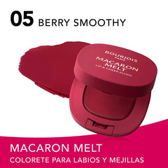 BOURJOIS-MACARON MELT blush para bochechas e lábios 5 Berry Smoothy 8 g.-DrShampoo - Perfumaria e Cosmética