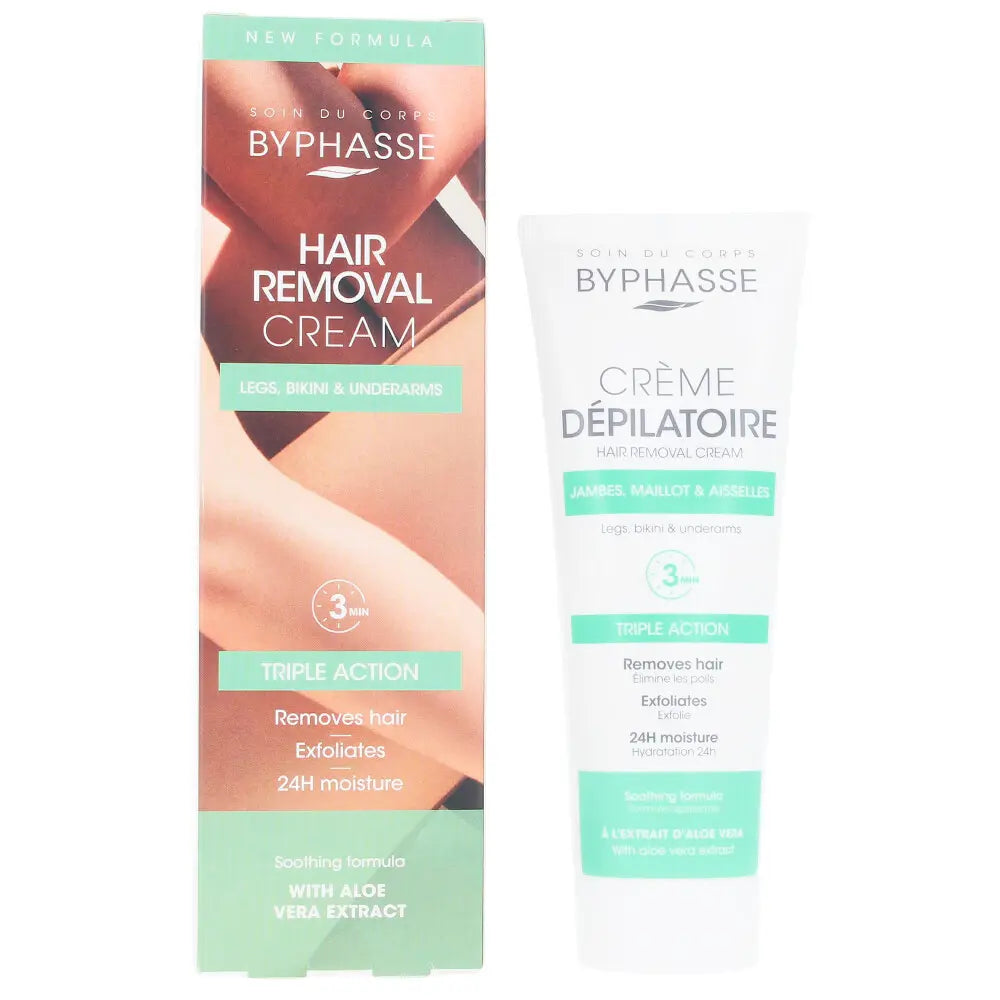 BYPHASSE-CREME DE REMOÇÃO DE CABELO extrato de aloe vera 125 ml-DrShampoo - Perfumaria e Cosmética
