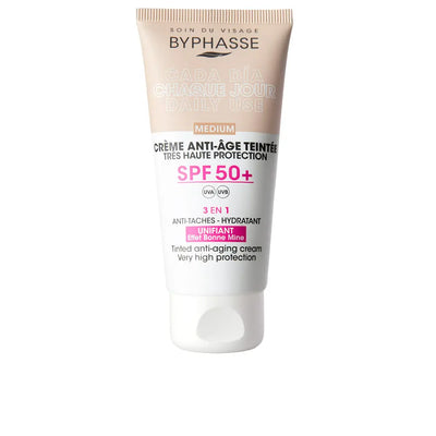BYPHASSE-CREME FACIAL antienvelhecimento com cor FPS50+ #médio 50 ml-DrShampoo - Perfumaria e Cosmética