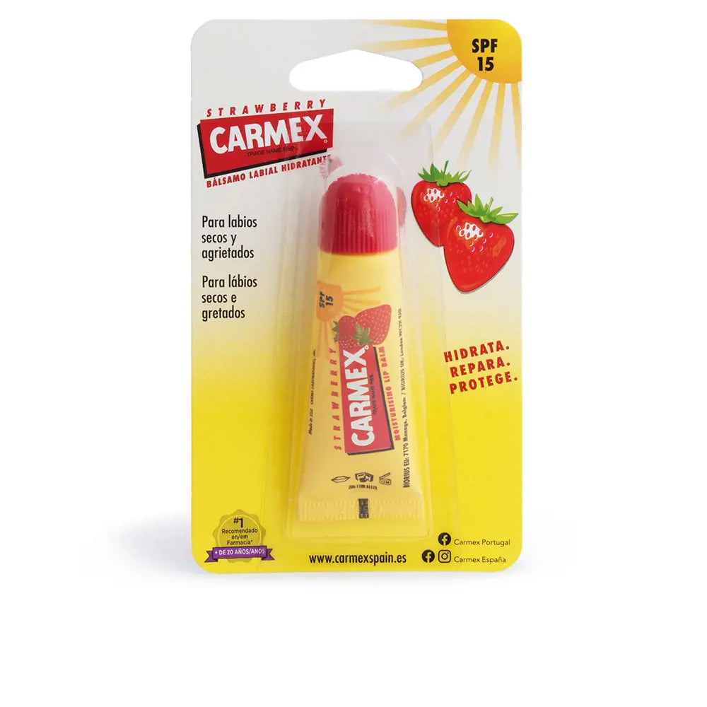 CARMEX-Bálsamo labial CARMEX MORANGO SPF15 4,25 g-DrShampoo - Perfumaria e Cosmética