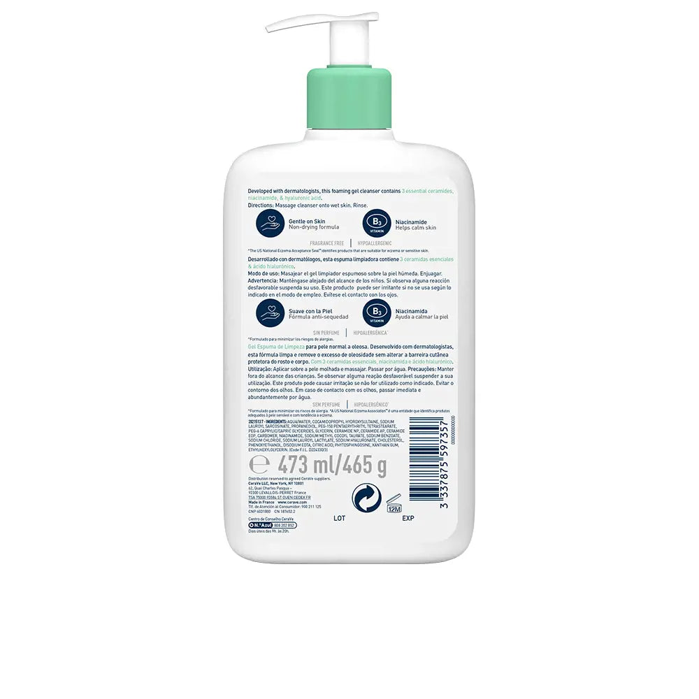 CERAVE-FOAMING CLEANSER for normal to oily skin-DrShampoo - Perfumaria e Cosmética
