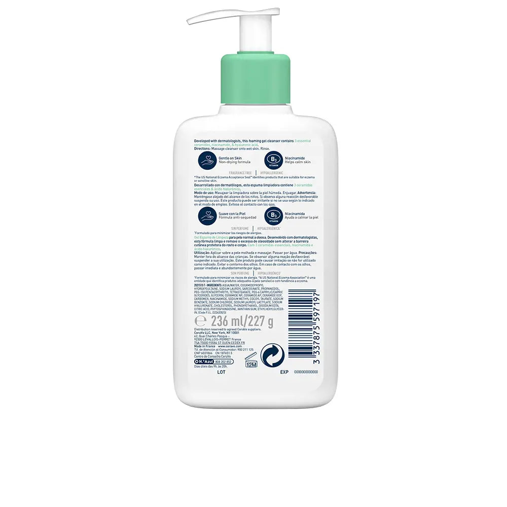 CERAVE-Limpador Espumante para pele normal a oleosa 236 ml-DrShampoo - Perfumaria e Cosmética
