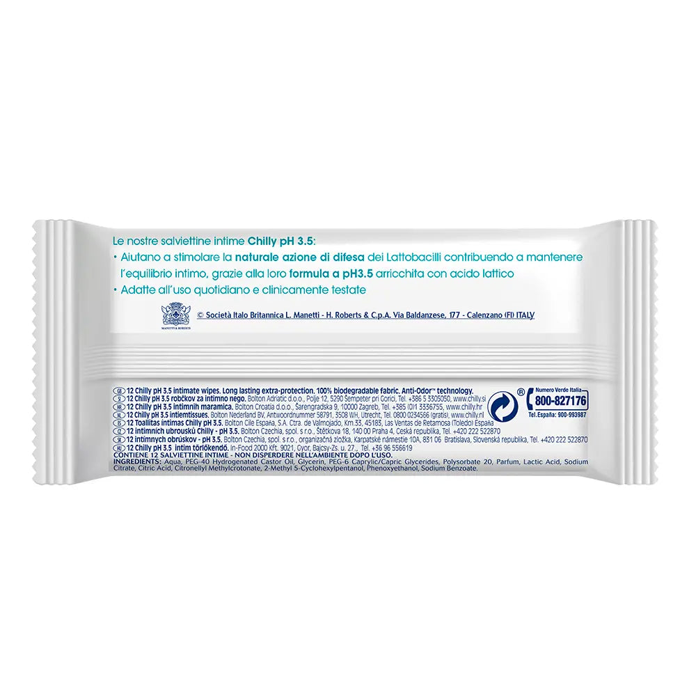 CHILLY-CHILLY POCKET lenços íntimos pH 3,5 12 un.-DrShampoo - Perfumaria e Cosmética