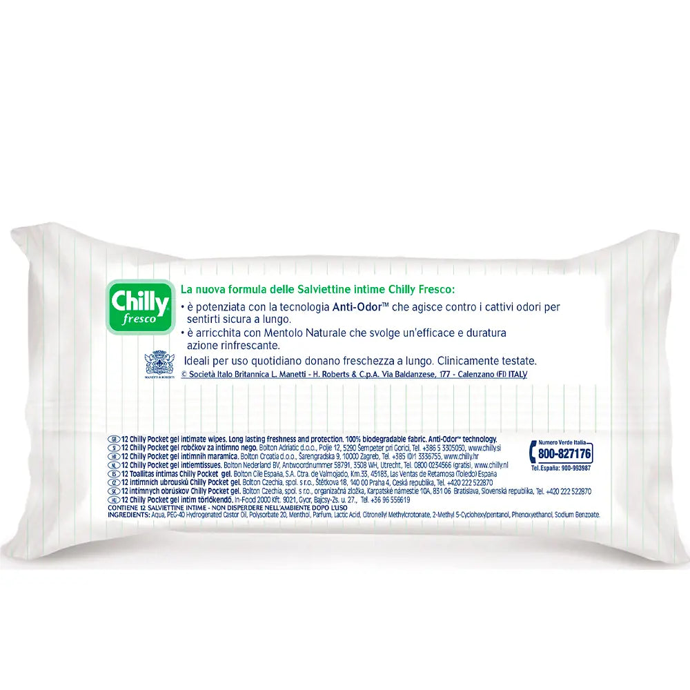 CHILLY-FRESH toalhetes íntimos 12 unidades-DrShampoo - Perfumaria e Cosmética