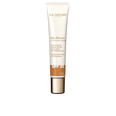 CLARINS-SKIN ILLUSION TINTED MOISTURIZER tratamento antienvelhecimento com cor e brilho FPS 25 #06 40 ml-DrShampoo - Perfumaria e Cosmética