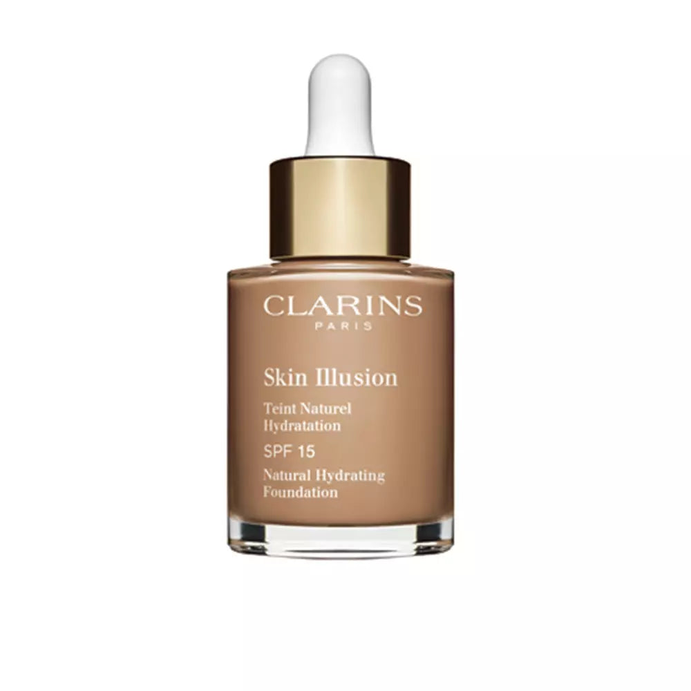 CLARINS-SKIN ILLUSION matiz hidratação natural 112 âmbar 30 ml-DrShampoo - Perfumaria e Cosmética