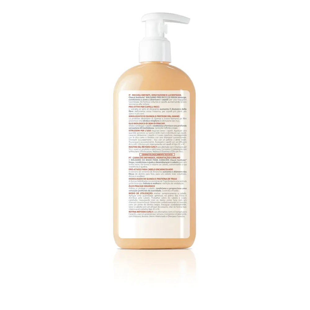 CLEARÉ INSTITUTE-BÁLSAMO CO-WASH CACHEADOS cachos definidos hidratação brilho 300 ml.-DrShampoo - Perfumaria e Cosmética