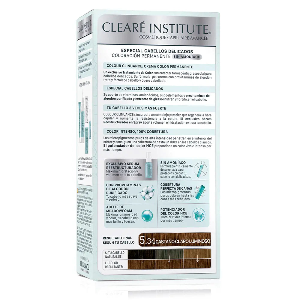 CLEARÉ INSTITUTE-CLINUANCE DE COR cabelos delicados 534 castanho claro luminoso 1 u.-DrShampoo - Perfumaria e Cosmética