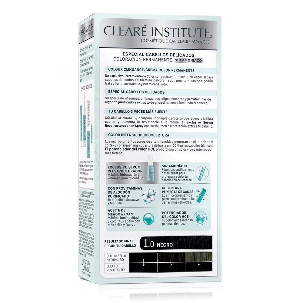 CLEARÉ INSTITUTE-CLINUANCE DE CORES cabelos delicados 10 negro 1 u.-DrShampoo - Perfumaria e Cosmética